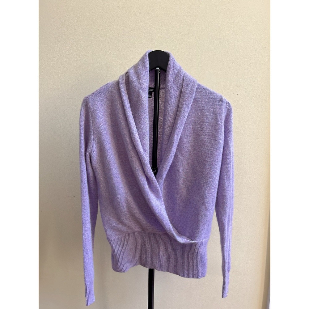 Ann Taylor 100% Cashmere Wrap Sweater Women's Size M Lavender Soft Luxury - Picture 2 of 8